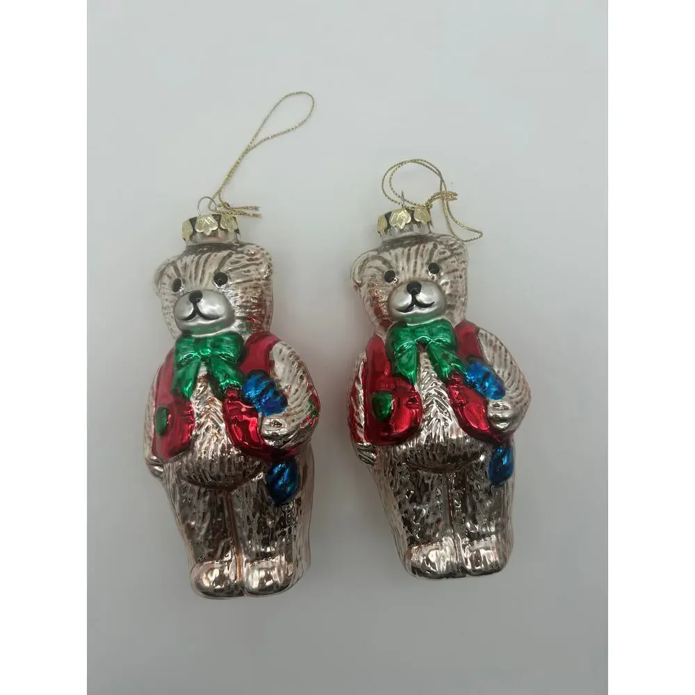 Vintage‎ Mercury Glass Teddy Bear Holiday Christmas Ornaments